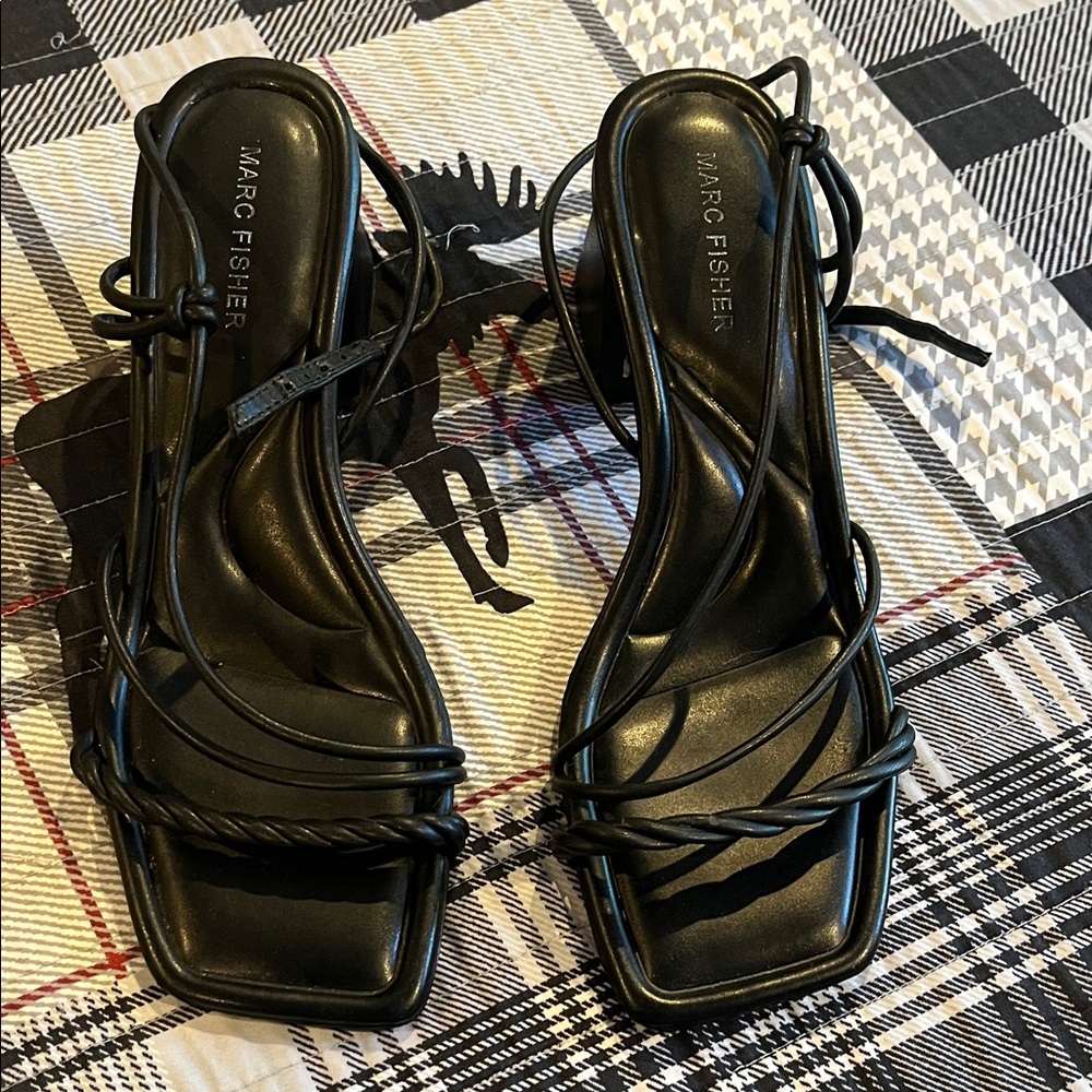 Marc Fisher Black Lace-Up Heels